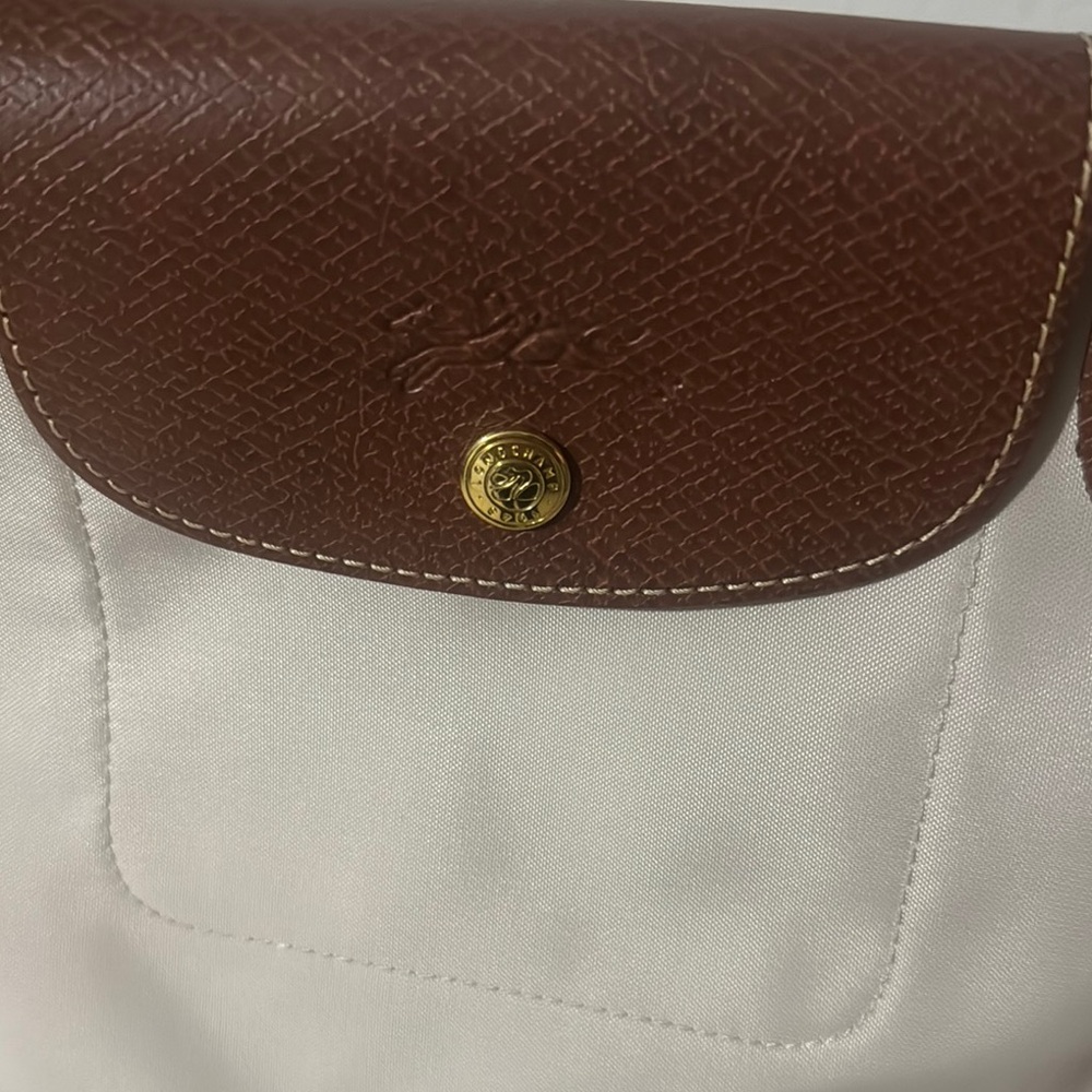 Longchamp Brown and White Women's Bag worn one time. No stains. Like new